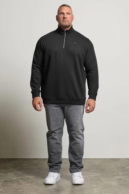 BadRhino Big & Tall Black Half Zip Sweatshirt 1